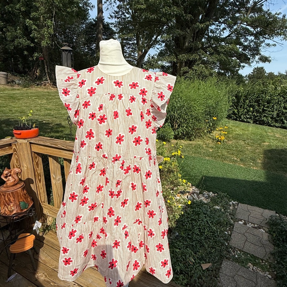En Saison womens Dress with Red Floral Pattern medium